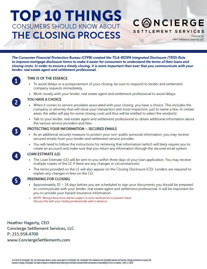 10 Things to know about Closing on a home